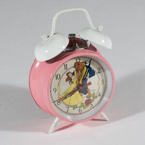 Vintage Disney Beauty and The Beast Wind Up Double Bell Alarm Clock by Sunbeam
